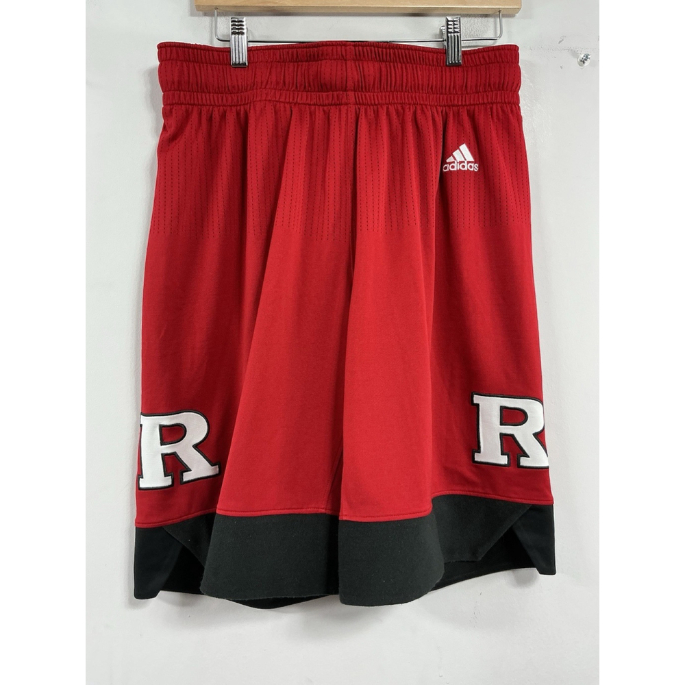 Mens Excellent Cond. Adidas Rutgers Red Pull On Basketball Shorts XL + 4 Inch - Picture 1 of 8